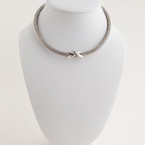 Sterling Silver Choker Collar Necklace Modernist Jewelry Vintage Mexico 72g .925